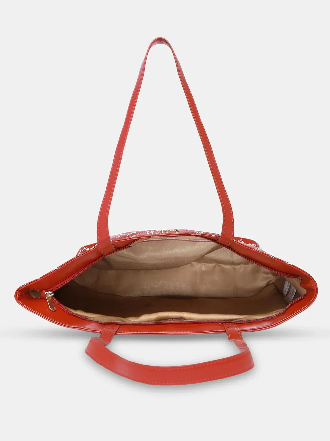 Caprese Merida Tote Printed Large Red Laptop Bag