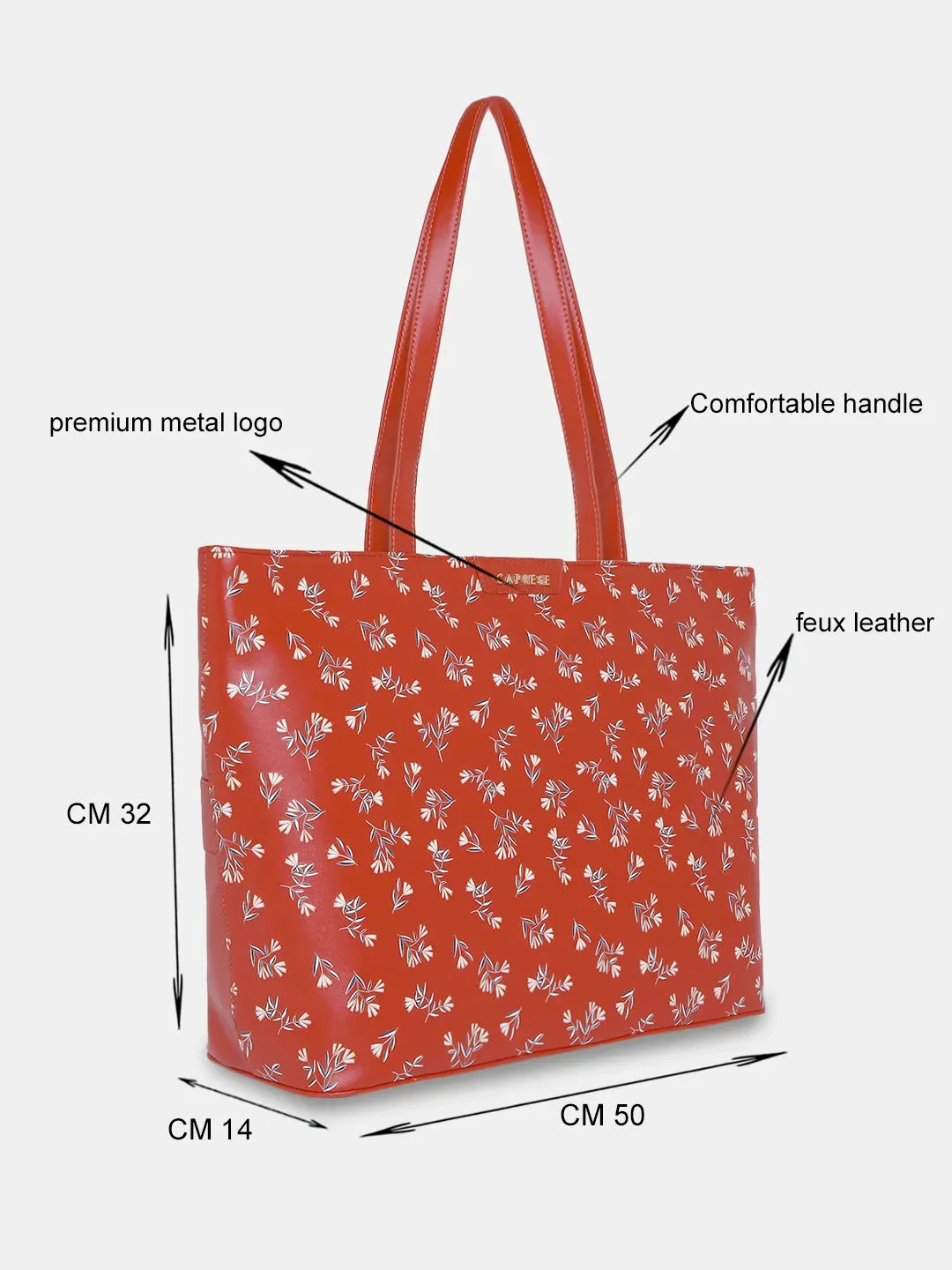 Caprese Merida Tote Printed Large Red Laptop Bag