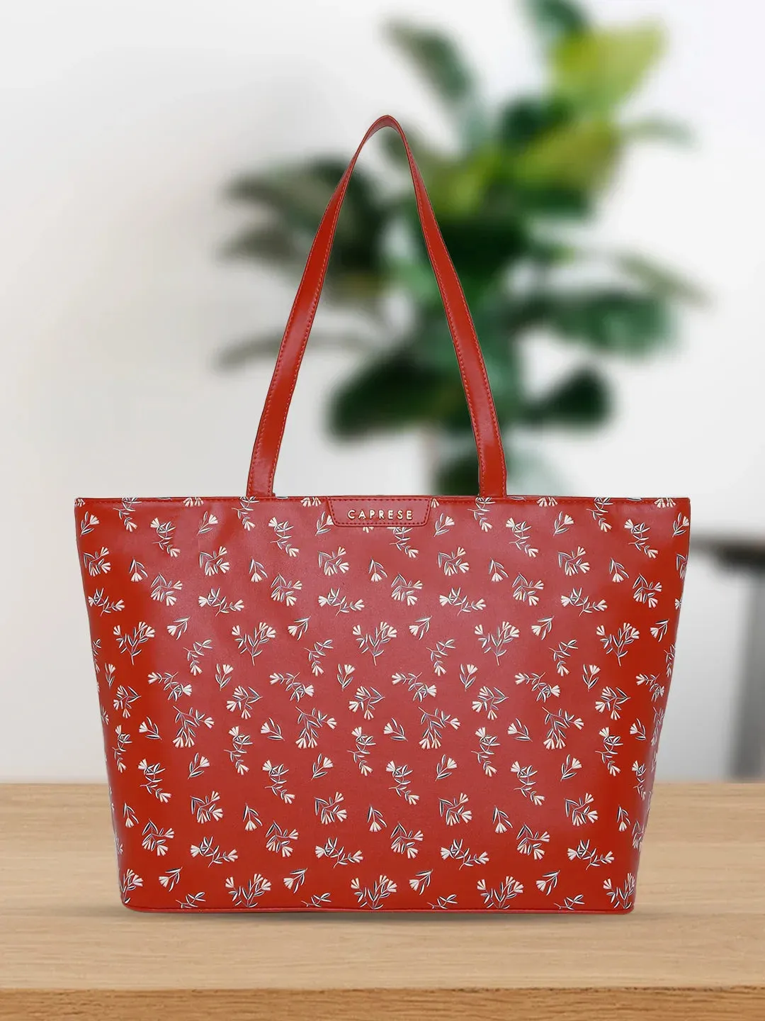 Caprese Merida Tote Printed Large Red Laptop Bag