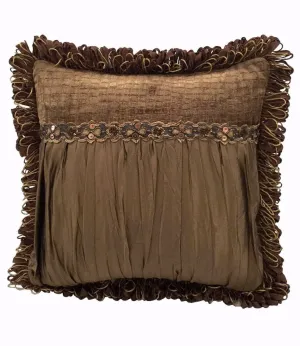 Caramel Silk And Croc Chenille Square Accent Pillow 18x18