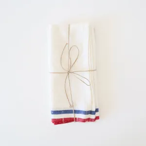 Caravan Linen/Cotton Kitchen Towels - Red/White/Blue Stripe