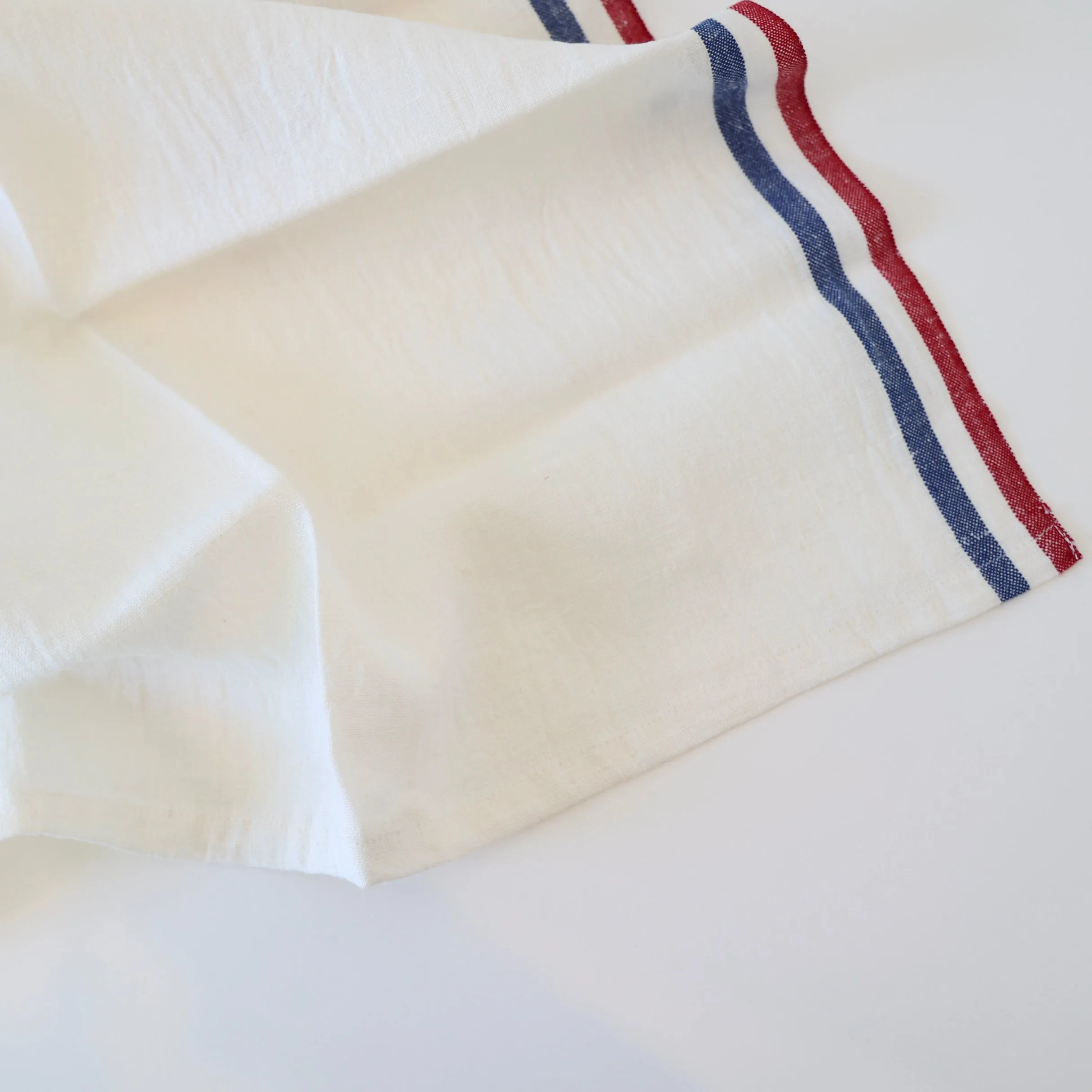 Caravan Linen/Cotton Kitchen Towels - Red/White/Blue Stripe