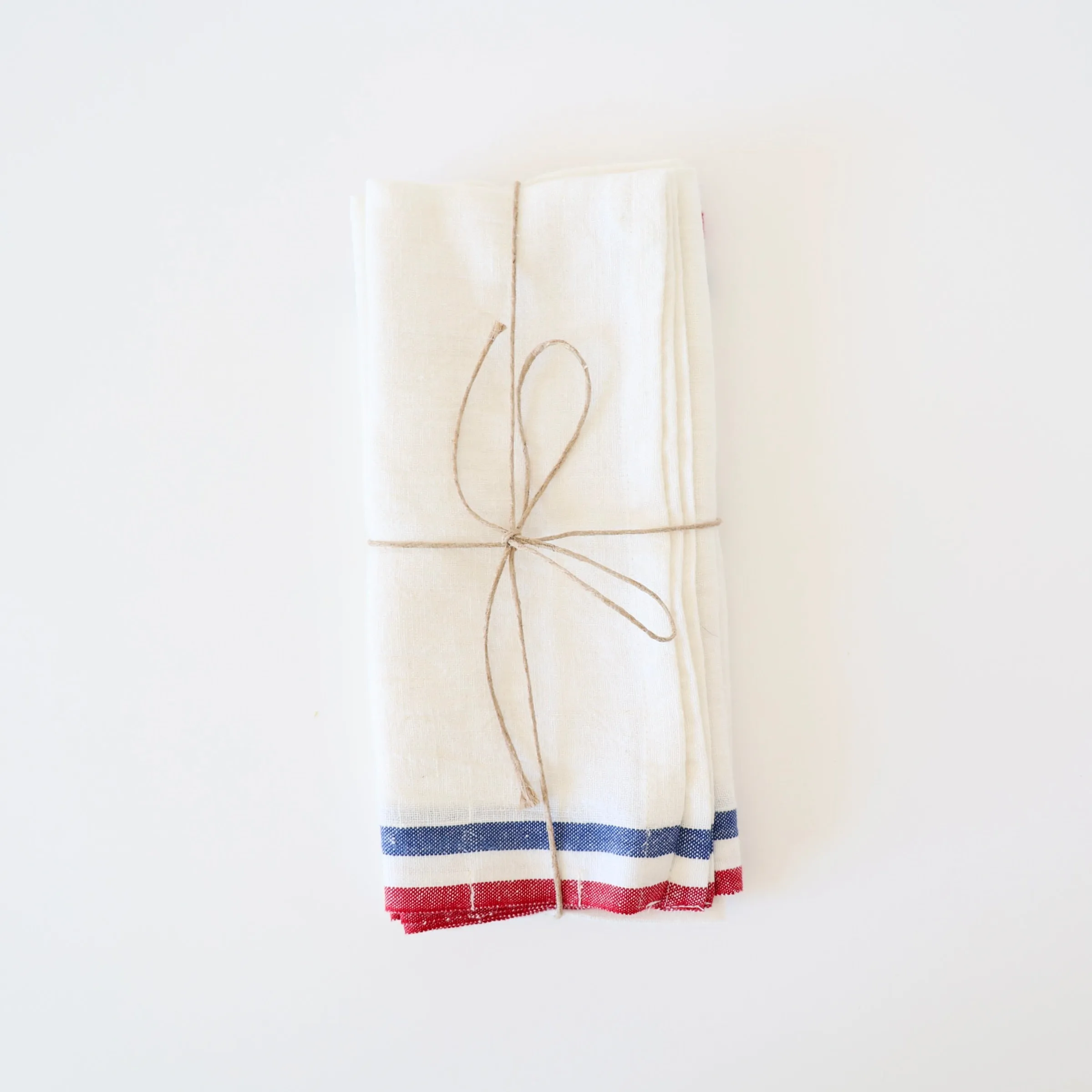 Caravan Linen/Cotton Kitchen Towels - Red/White/Blue Stripe