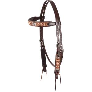 Cashel Tan and Orange Beaded Browband Headstall