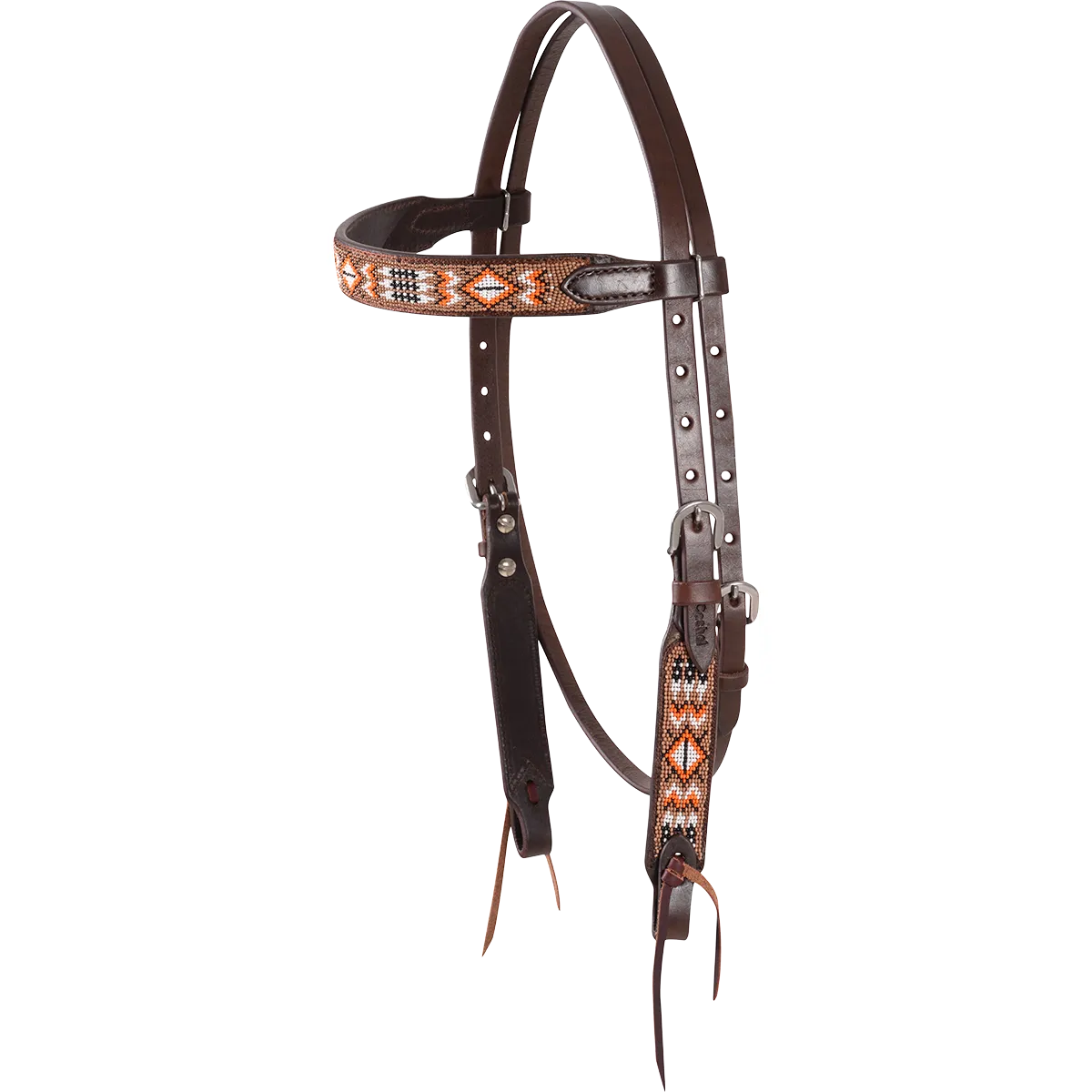 Cashel Tan and Orange Beaded Browband Headstall