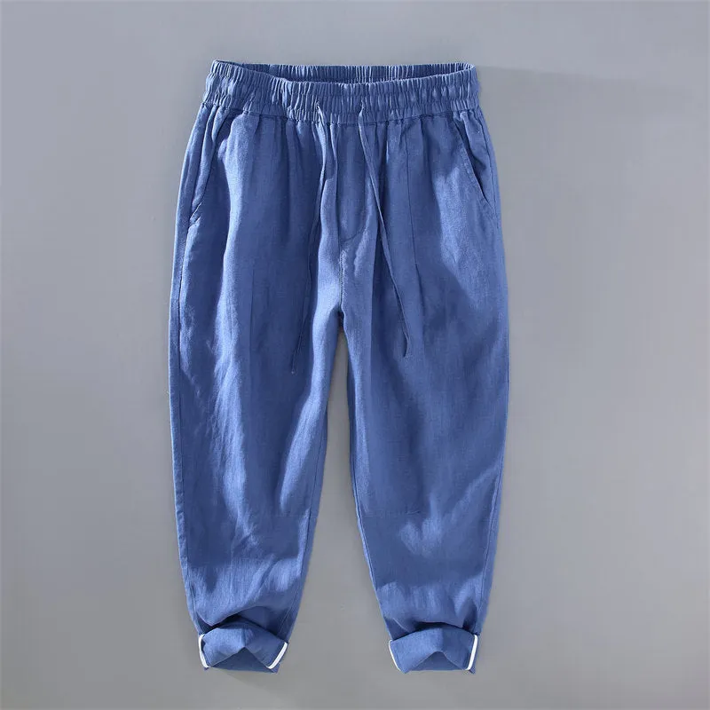 Casual Pure Linen Drawstring Pants