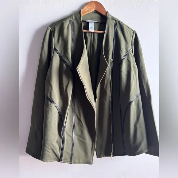 Catherine’s Curvy Collection - Green and leather Fitted Blazer
