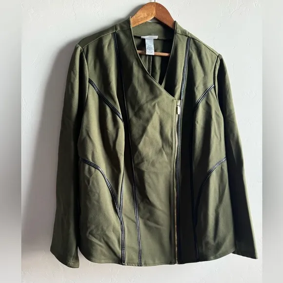 Catherine’s Curvy Collection - Green and leather Fitted Blazer