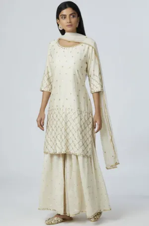 Chanderi Silk Kurta Sharara Set