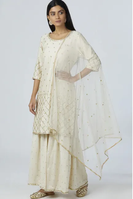 Chanderi Silk Kurta Sharara Set