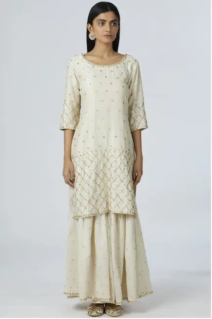 Chanderi Silk Kurta Sharara Set