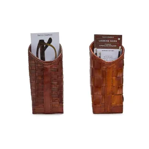 Cheastnut Woven Leather Eyeglass Holder- 2 Weaves