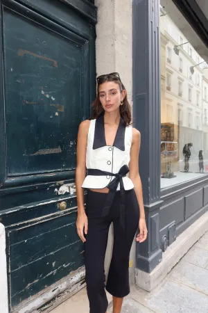 CHERISE TOP - TUXEDO