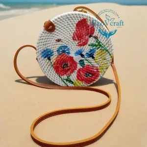 Cherry Blossom White Round Sling Bag