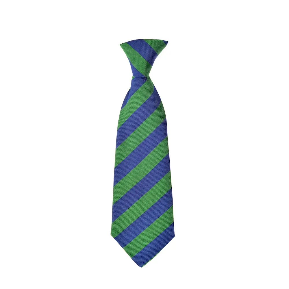 Cherwell Children's Silk Neck Tie - Blue & Green Varsity Stripes