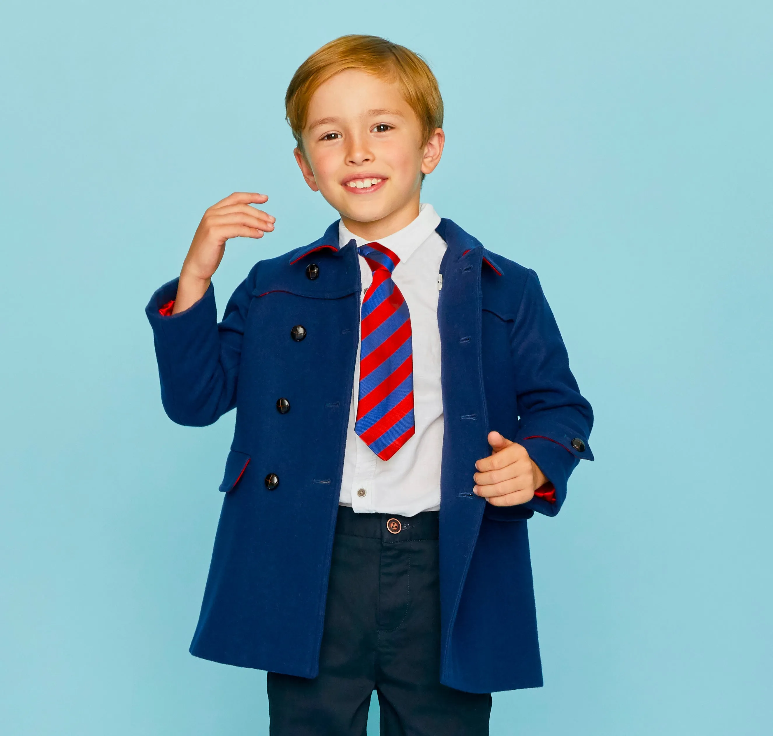 Cherwell Children's Silk Neck Tie - Blue & Red Varsity Stripes