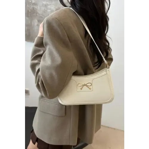 Chic Yeppi Bow Trim Leather Shoulder Bag for Elegant Style