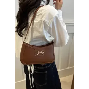 Chic Yeppi Bow Trim Leather Shoulder Bag for Elegant Style