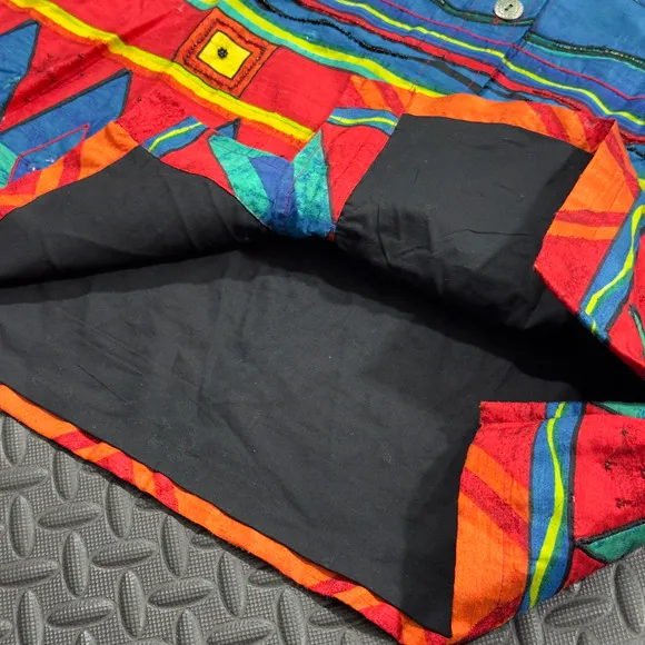 Chico's Design Jacket Women's XL Multicolor Silk Collared Beaded Embroidered NWT