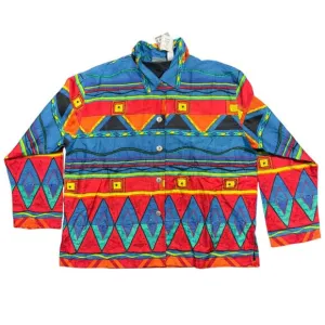 Chico's Design Jacket Women's XL Multicolor Silk Collared Beaded Embroidered NWT