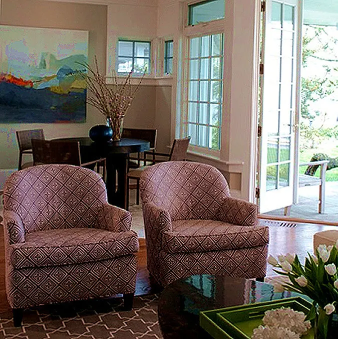 China Seas Fabric: Fiorentina - Custom Steel Grey on Tan 100% Linen