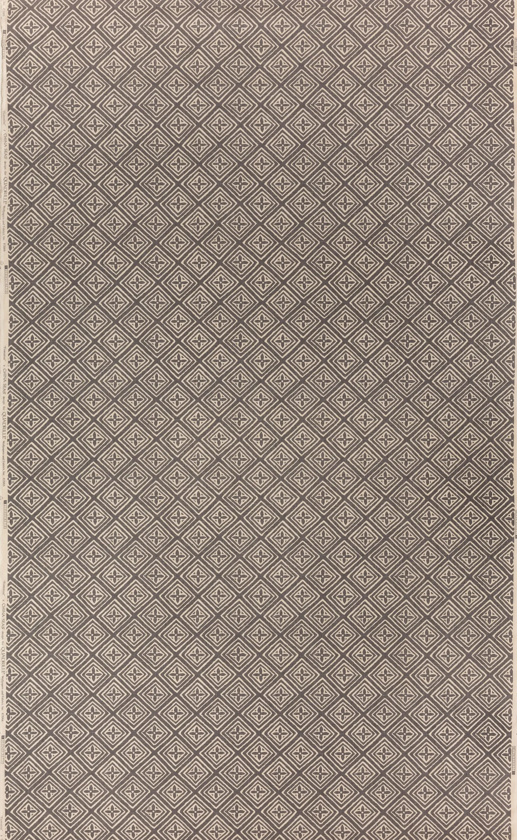 China Seas Fabric: Fiorentina - Custom Steel Grey on Tan 100% Linen