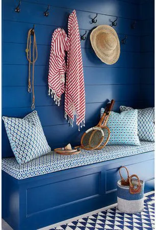 China Seas Fabric: Kyoto Two Color - Custom New Navy / New Blue on Tinted Belgian Linen / Cotton