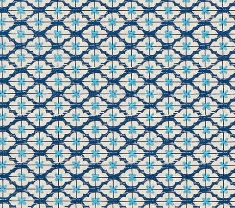 China Seas Fabric: Kyoto Two Color - Custom New Navy / New Blue on Tinted Belgian Linen / Cotton