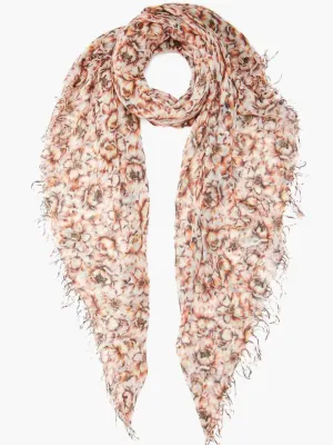 CINNAMON PEONY CASHMERE AND SILK SCARF