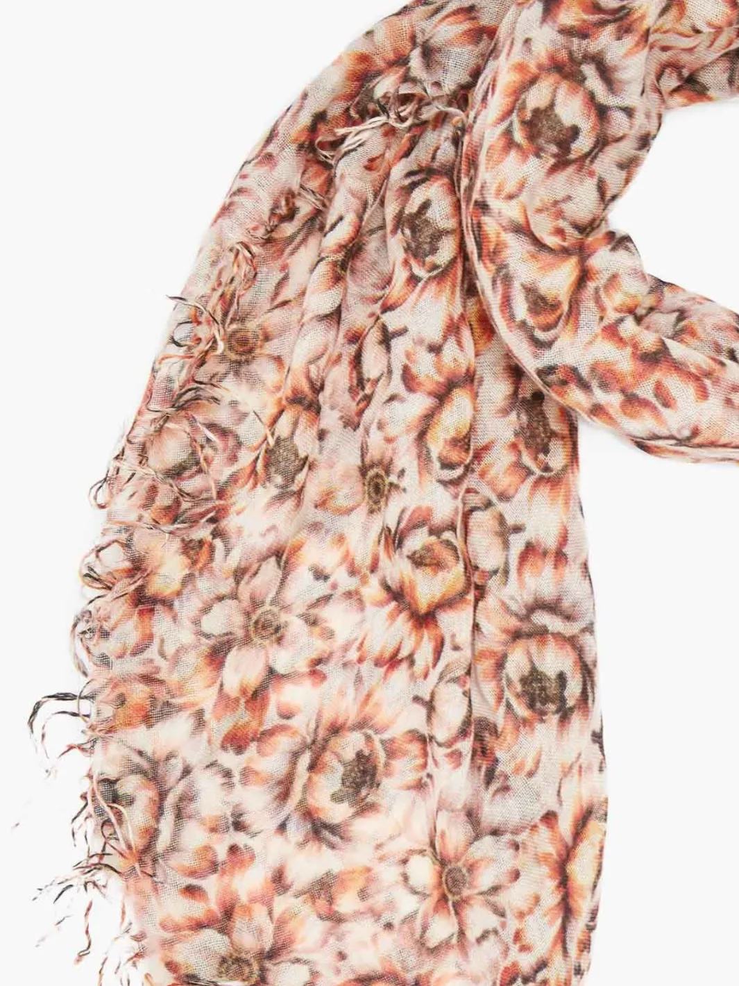 CINNAMON PEONY CASHMERE AND SILK SCARF