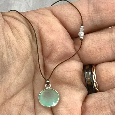 Circle of Chalcedony Gemstone Pendant