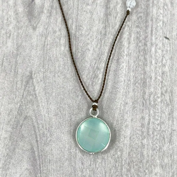 Circle of Chalcedony Gemstone Pendant