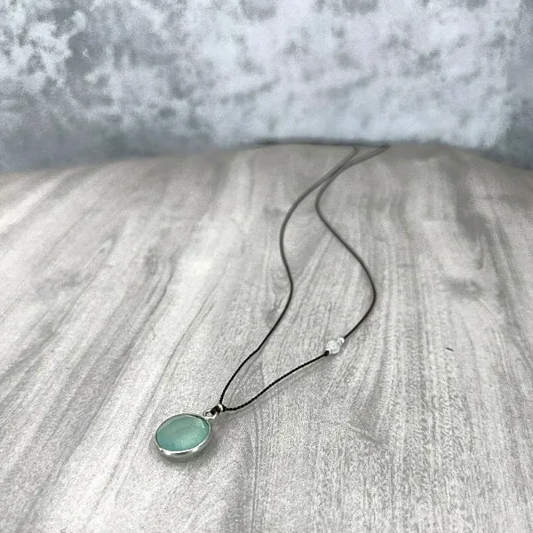Circle of Chalcedony Gemstone Pendant