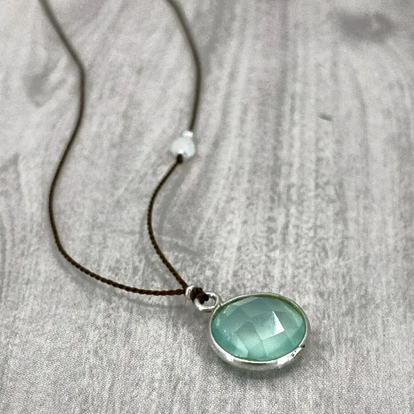 Circle of Chalcedony Gemstone Pendant