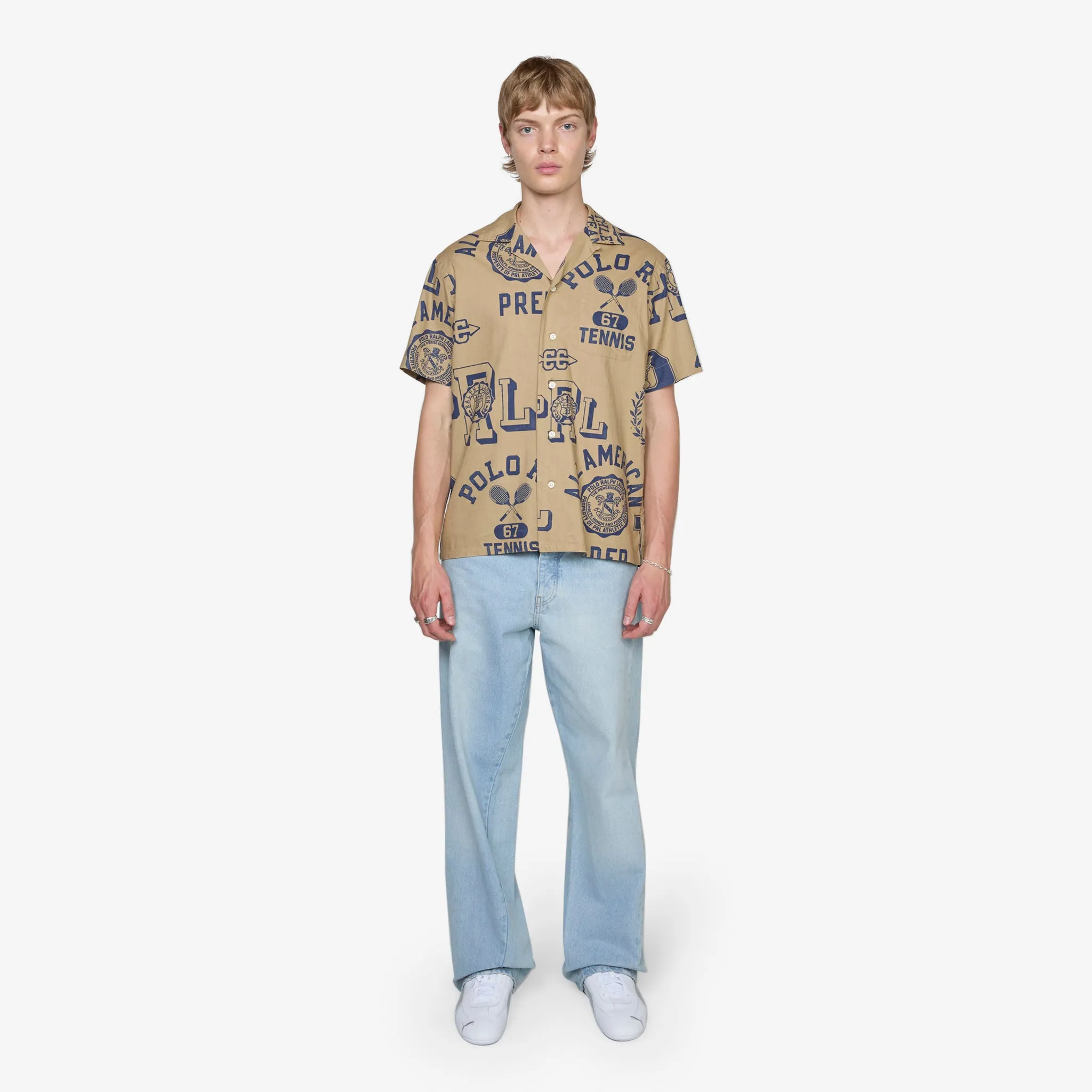 Classic Fit Cotton-Linen Camp Shirt Polo Athletics Toss