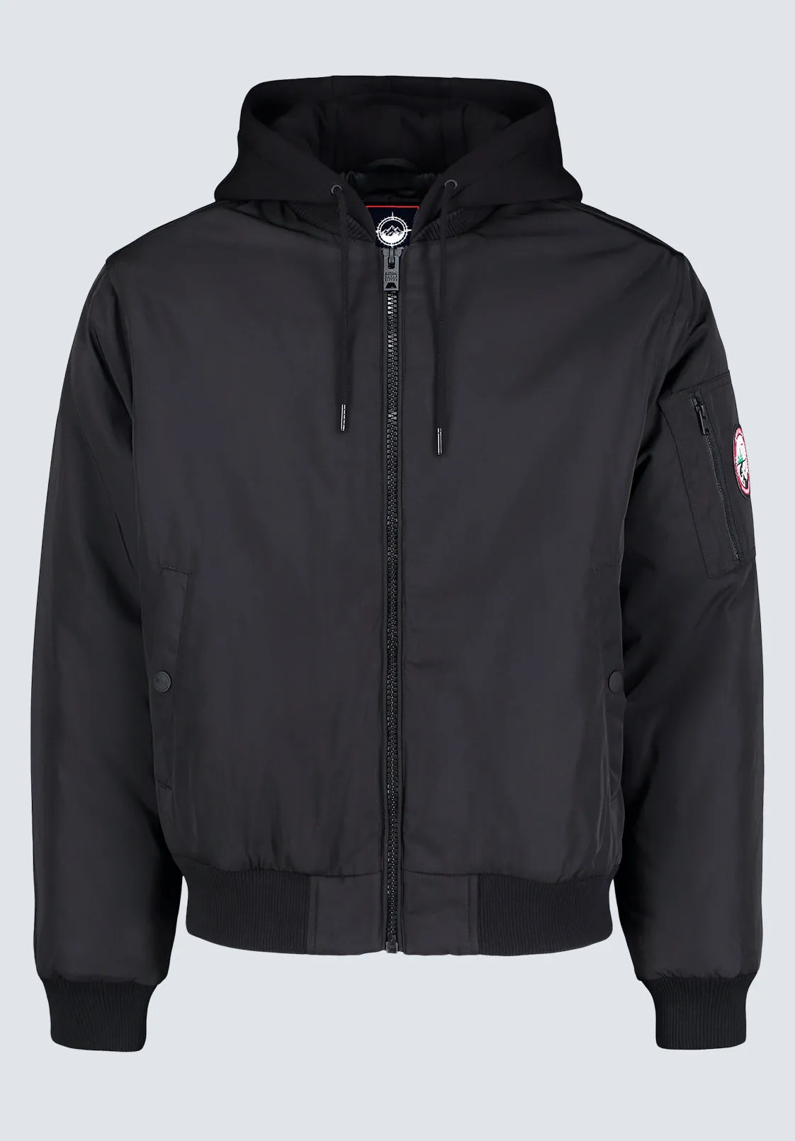 Cliff Men's Hooded Zip-Up Bomber Jacket, Black - OBMFB001