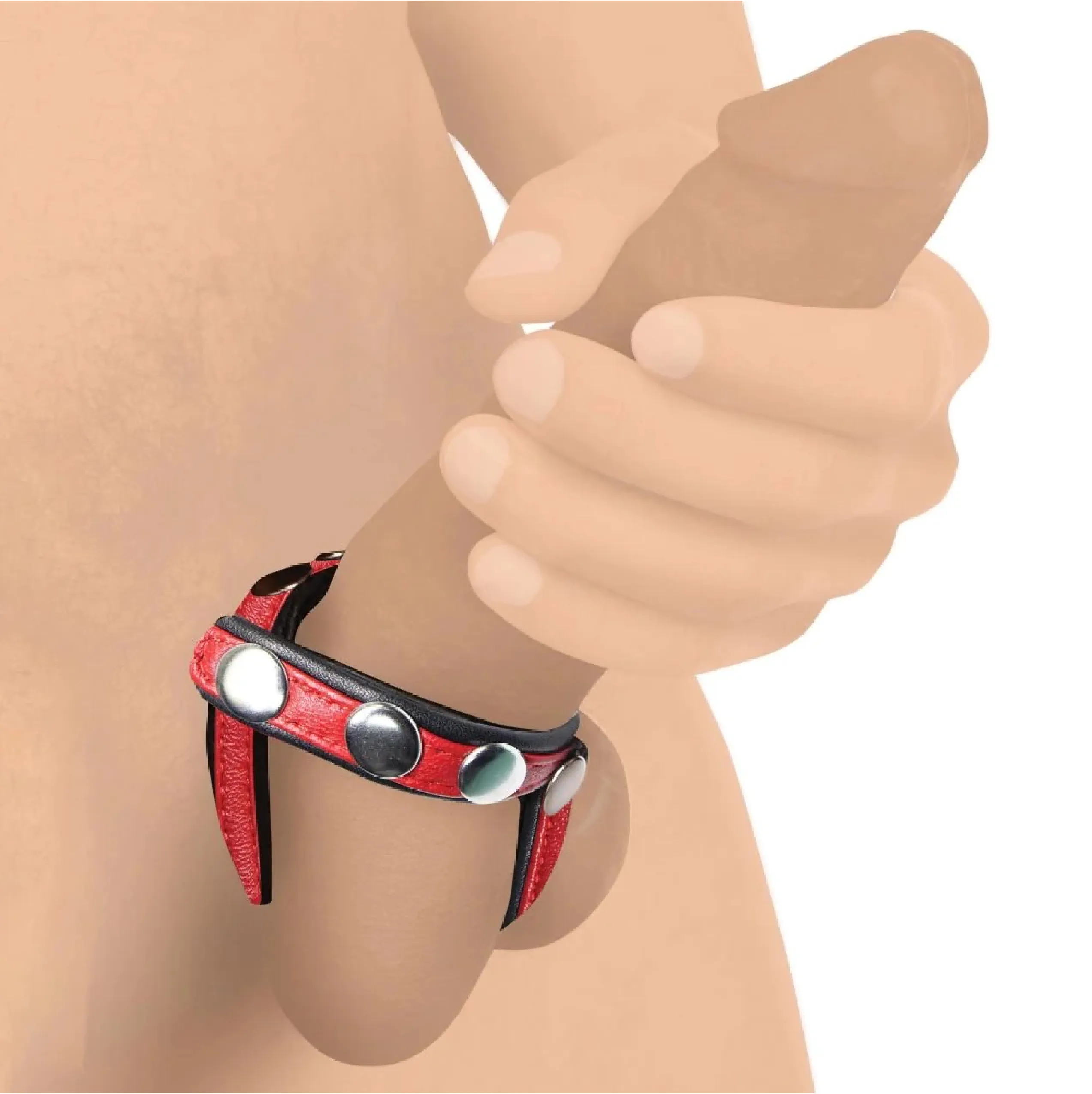 Cock Gear Leather Snap-On Harness - Red