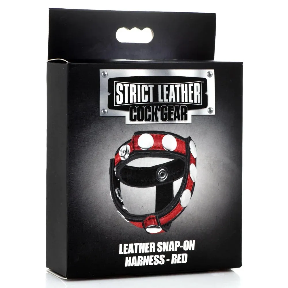 Cock Gear Leather Snap-On Harness - Red