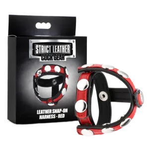 Cock Gear Leather Snap-On Harness - Red