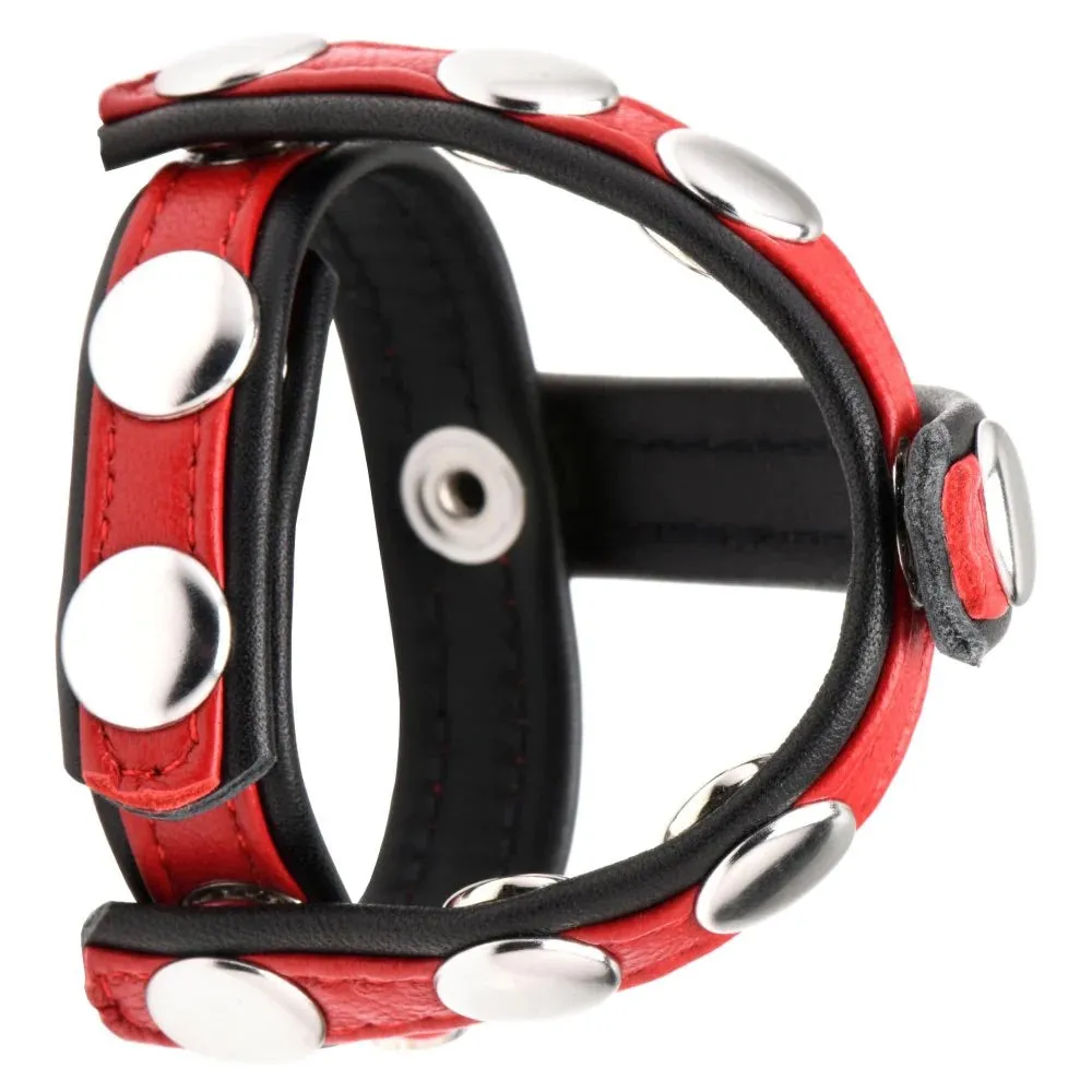 Cock Gear Leather Snap-On Harness - Red