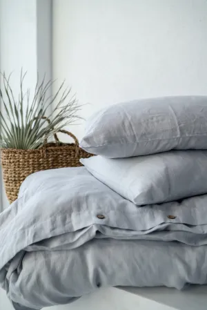 Coconut Buttons Duvet Cover and Pillowcases Set - Light Gray