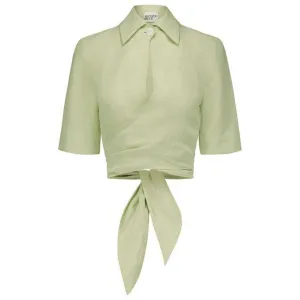 COLLARED WRAP TOP