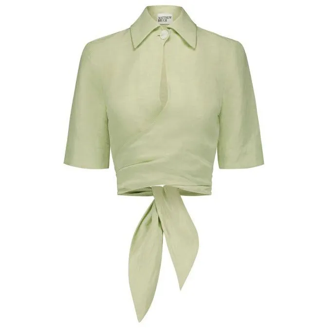 COLLARED WRAP TOP