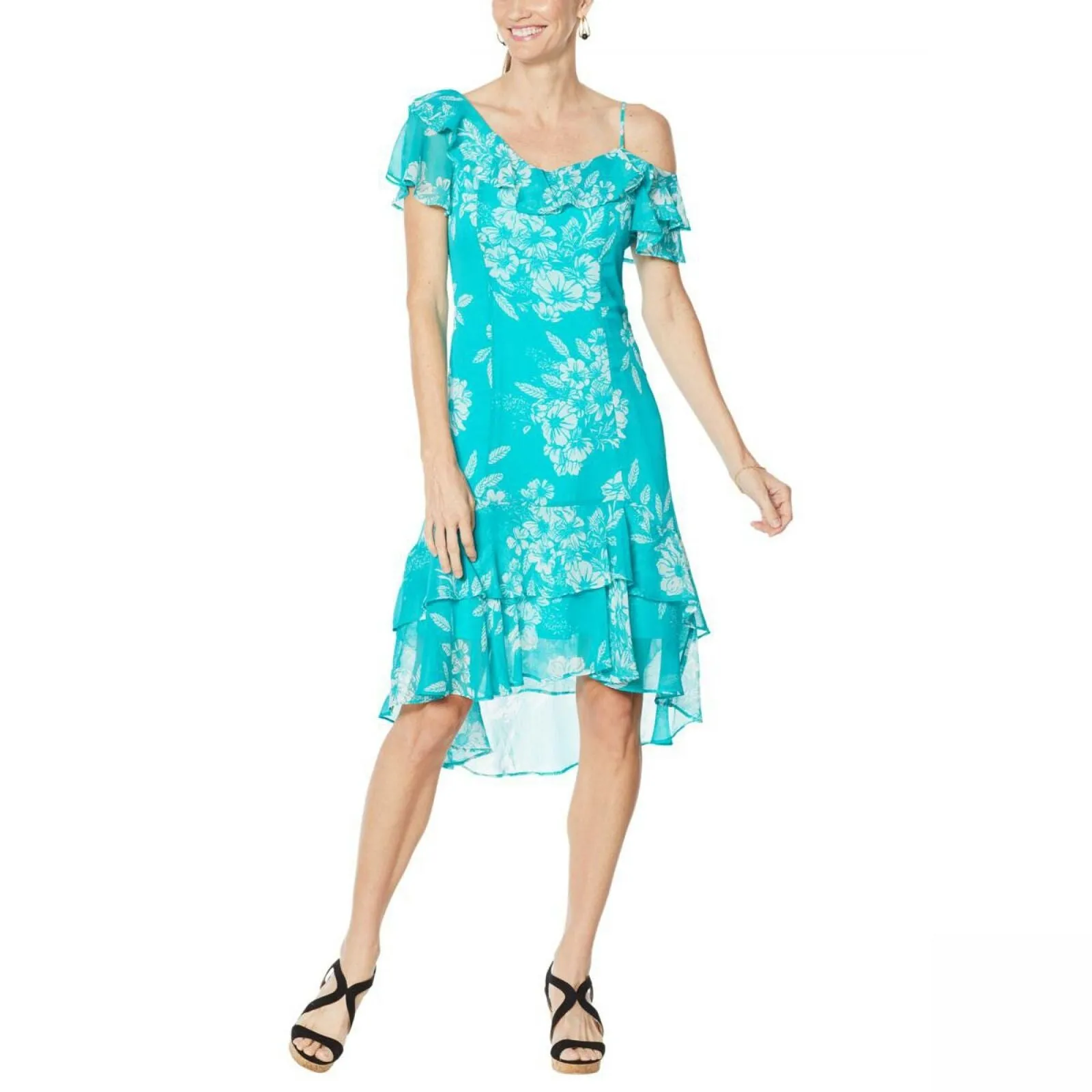 Colleen Lopez Women's Plus Size One Shoulder Ruffle Dress