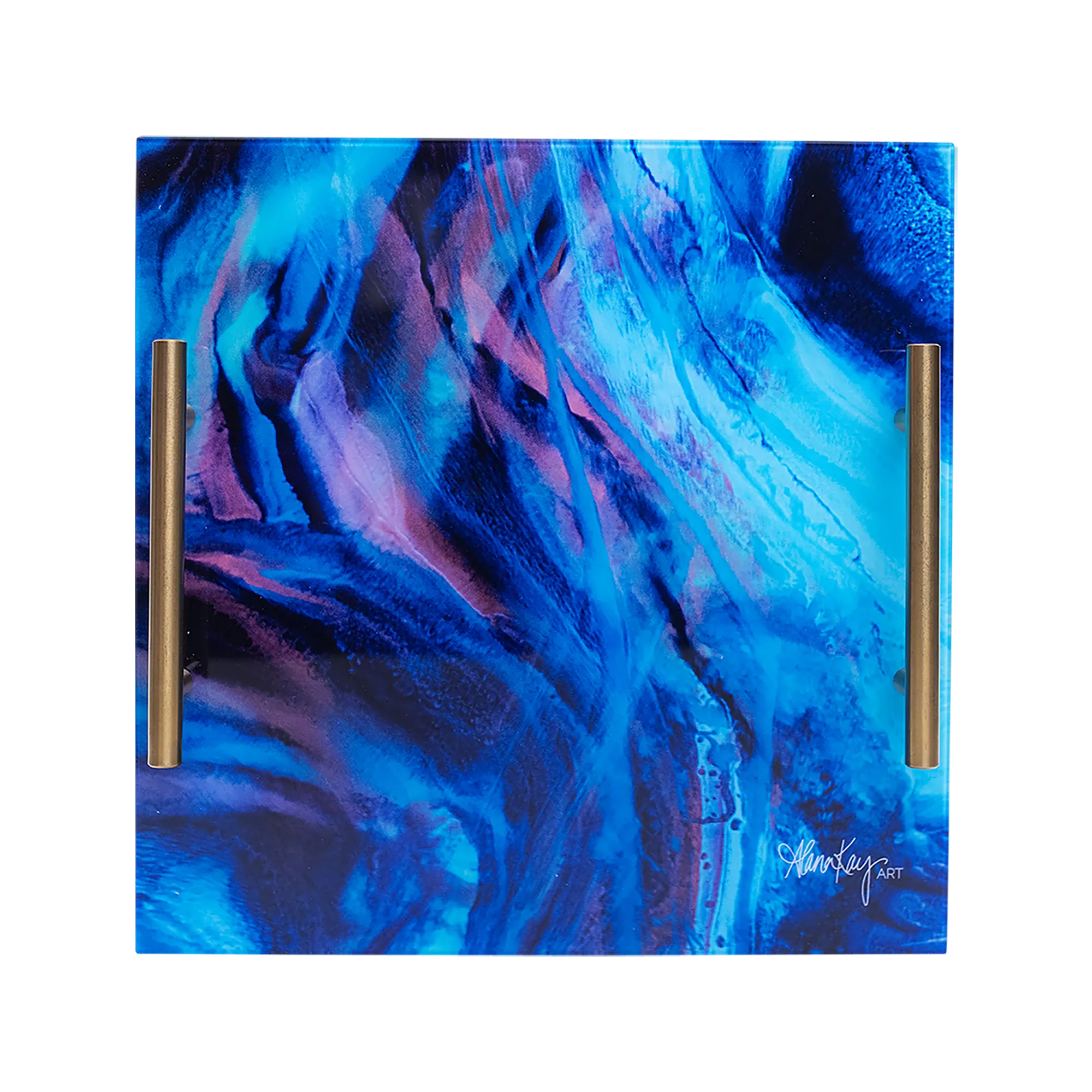 Colorful Acrylic Tray (12"x12") with Gold Metal Handles