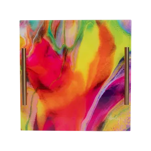 Colorful Acrylic Tray (12"x12") with Gold Metal Handles