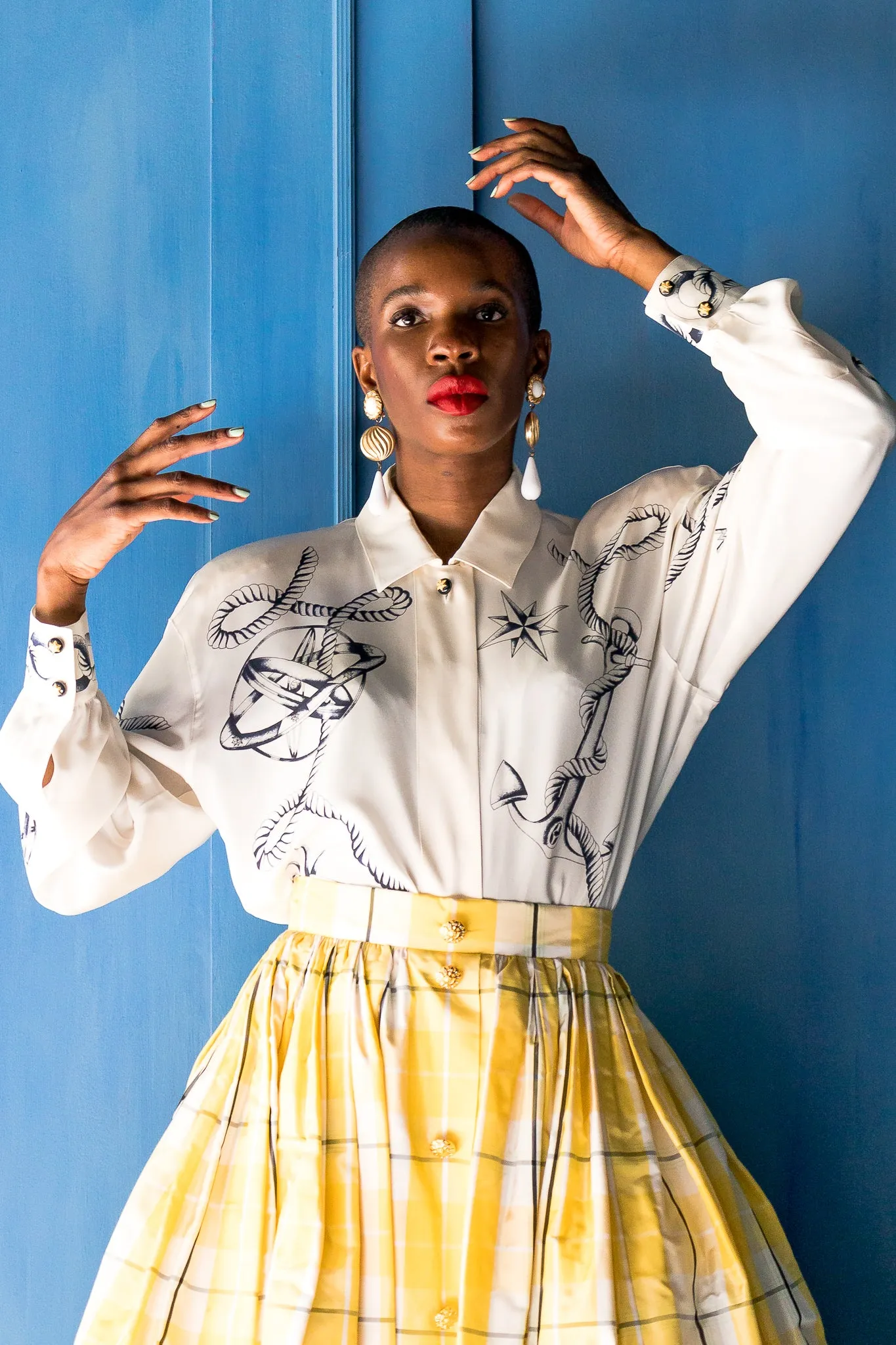 Compass Star Nautical Silk Shirt