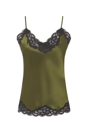 Contrast Floral Lace Silk Cami