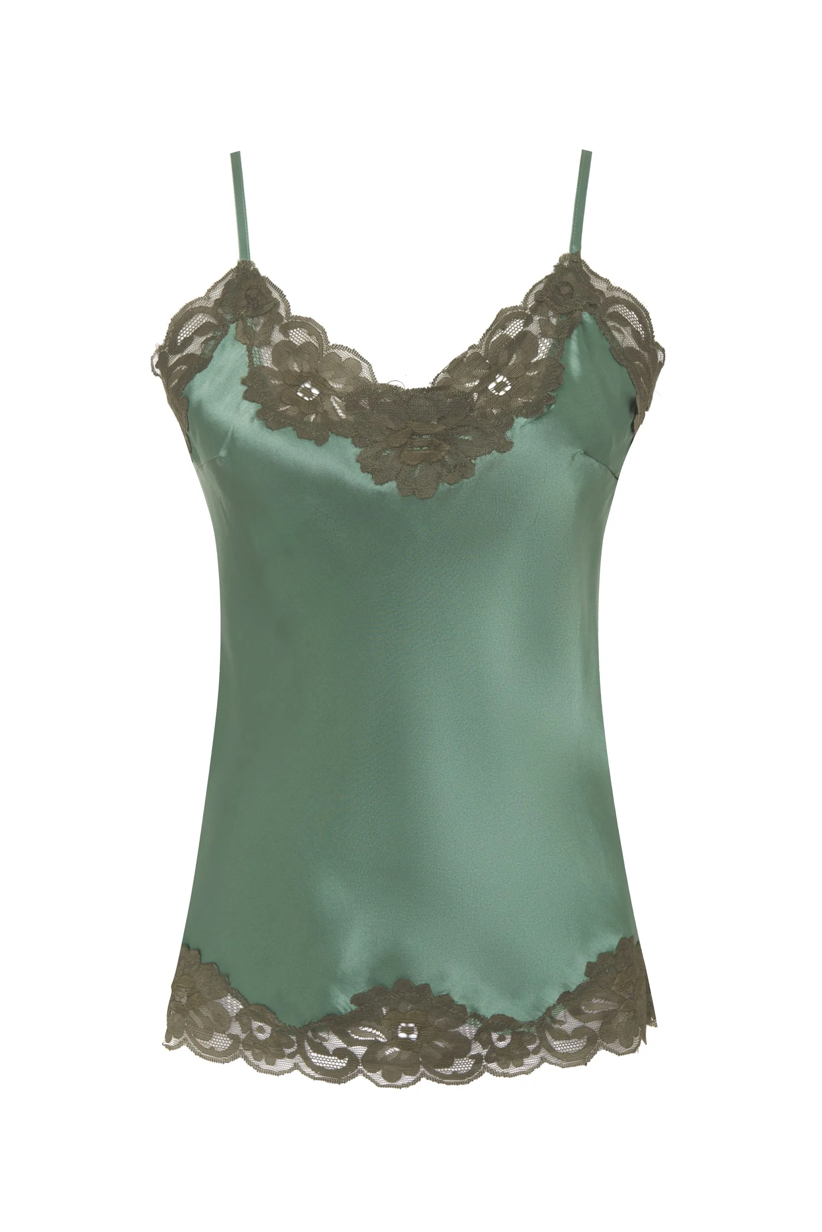 Contrast Floral Lace Silk Cami