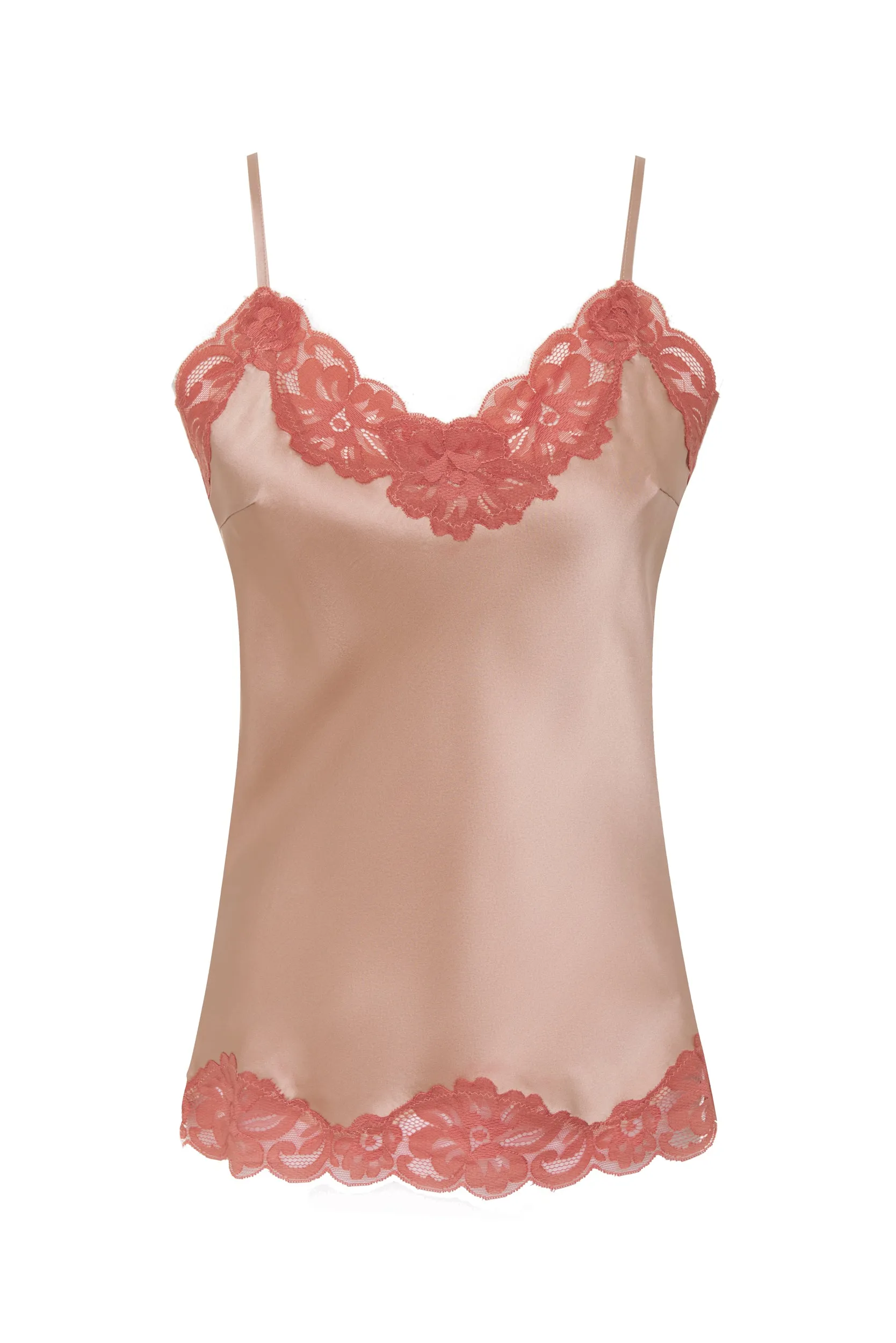 Contrast Floral Lace Silk Cami